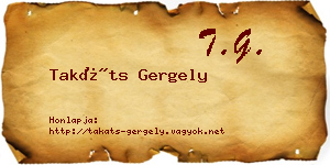Takáts Gergely névjegykártya